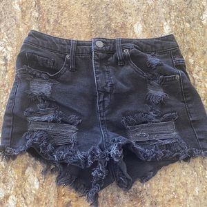 Black Ripped Jean Shorts